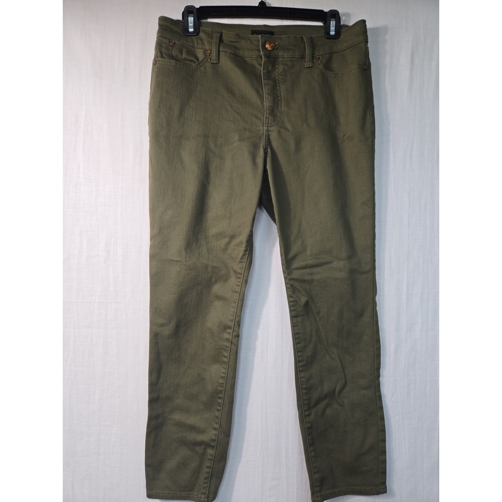 Talbots Slim Ankle Jean Olive Green Pants Women's 8P Straight Leg Cotton Spandex